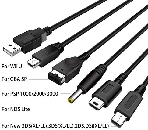 5 in 1 USB Charger Cable for Nintendo DS Lite/Wii U/New 3DS (XL/LL