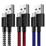 [3 Pack 10FT] PS4 Controller Charger Charging Cable Nylon Braided Micro USB High Speed Data Sync Cord
