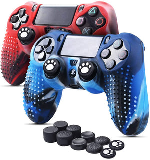 PS4 Controller Skin (Rot + Blau 2 Controller Skins + 10 Daumengriffe)