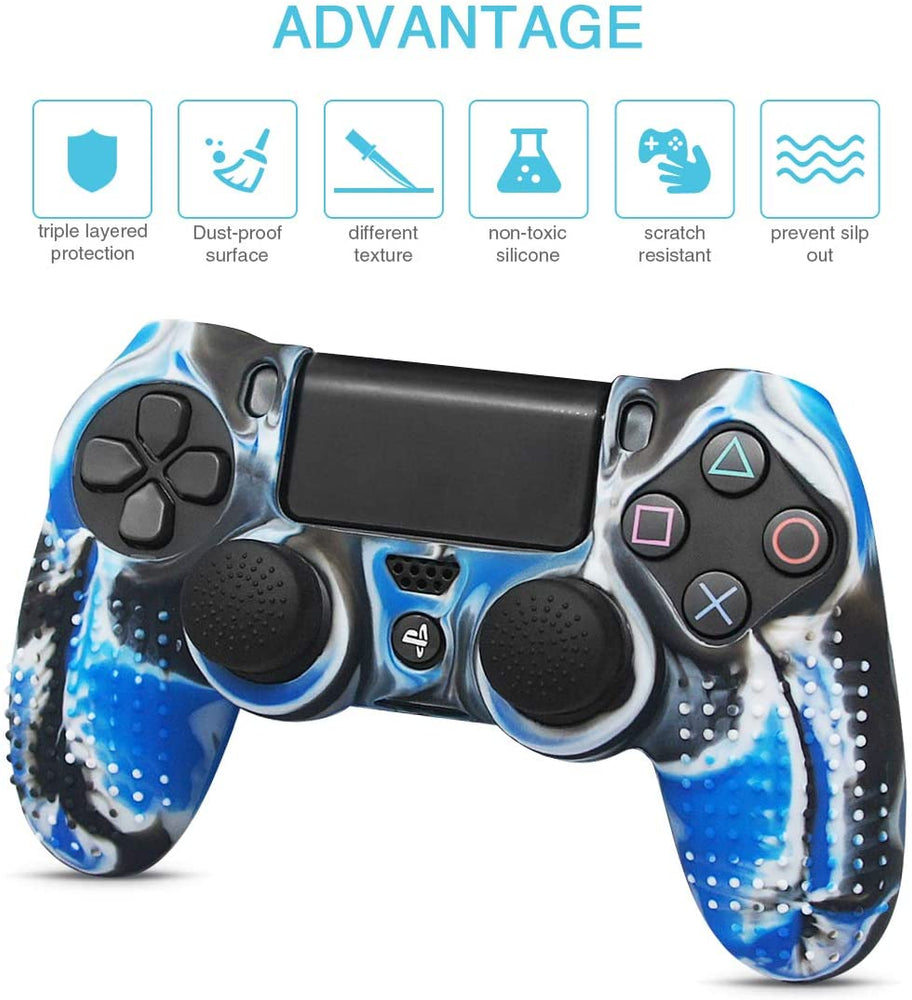 PS4 Controller Skin (Rot + Blau 2 Controller Skins + 10 Daumengriffe)