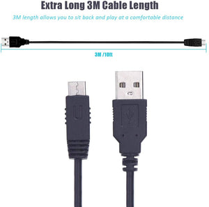 USB Charger Cable Compatible with Nintendo Wii U Gamepad Controller 10 Feet Long USB Power Charging Cord