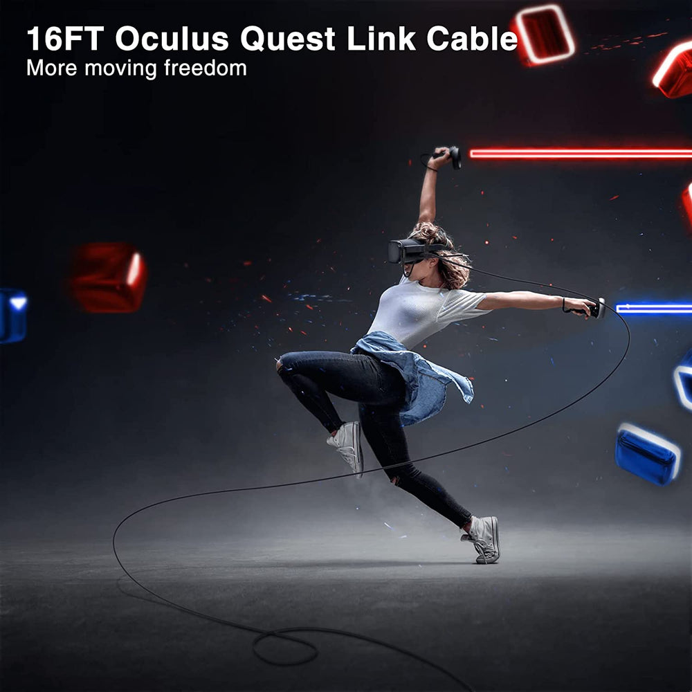 Oculus Quest 2 Link-Kabel, Daugee 16 Fuß USB 3.2 Gen 1 Oculus Link-Kabel mit zusätzlichem USB-C-auf-USB-Adapter