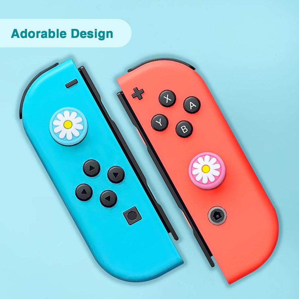 Daumengriffkappen kompatibel mit Nintendo Switch &amp; Lite 6er-Pack Blume süßes Design weiche Silikon-Joystick-Abdeckung