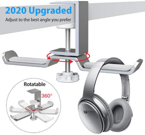 
            
                Charger l&amp;#39;image dans la galerie, Dual Rotatable Headphone Stand Hanger Under Desk Clamp Headset Holder
            
        