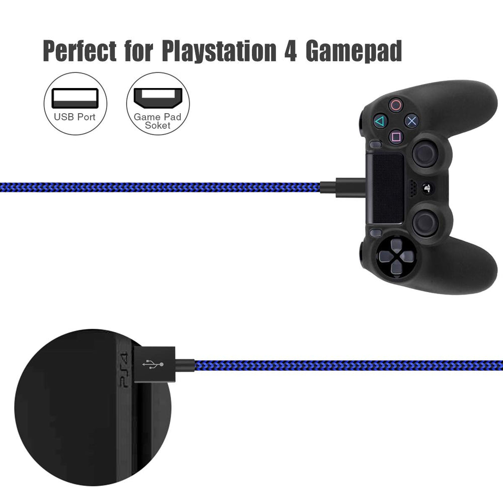2 Pack PS4 Controller Charger Charging Cable