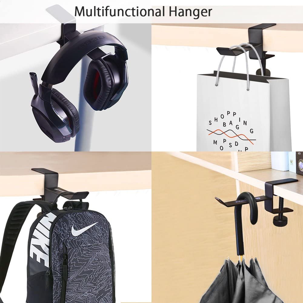 Headphone Headset Holder Hanger, Universal Metal Gaming Headphones Stand Mount Under Desk Hook Clip