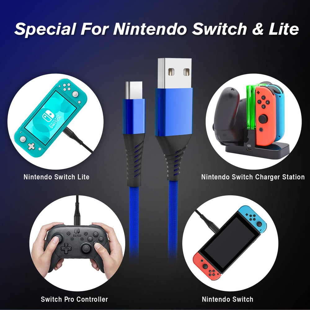 2 Pack 10FT Charger Cable for Nintendo Switch & Switch Lite