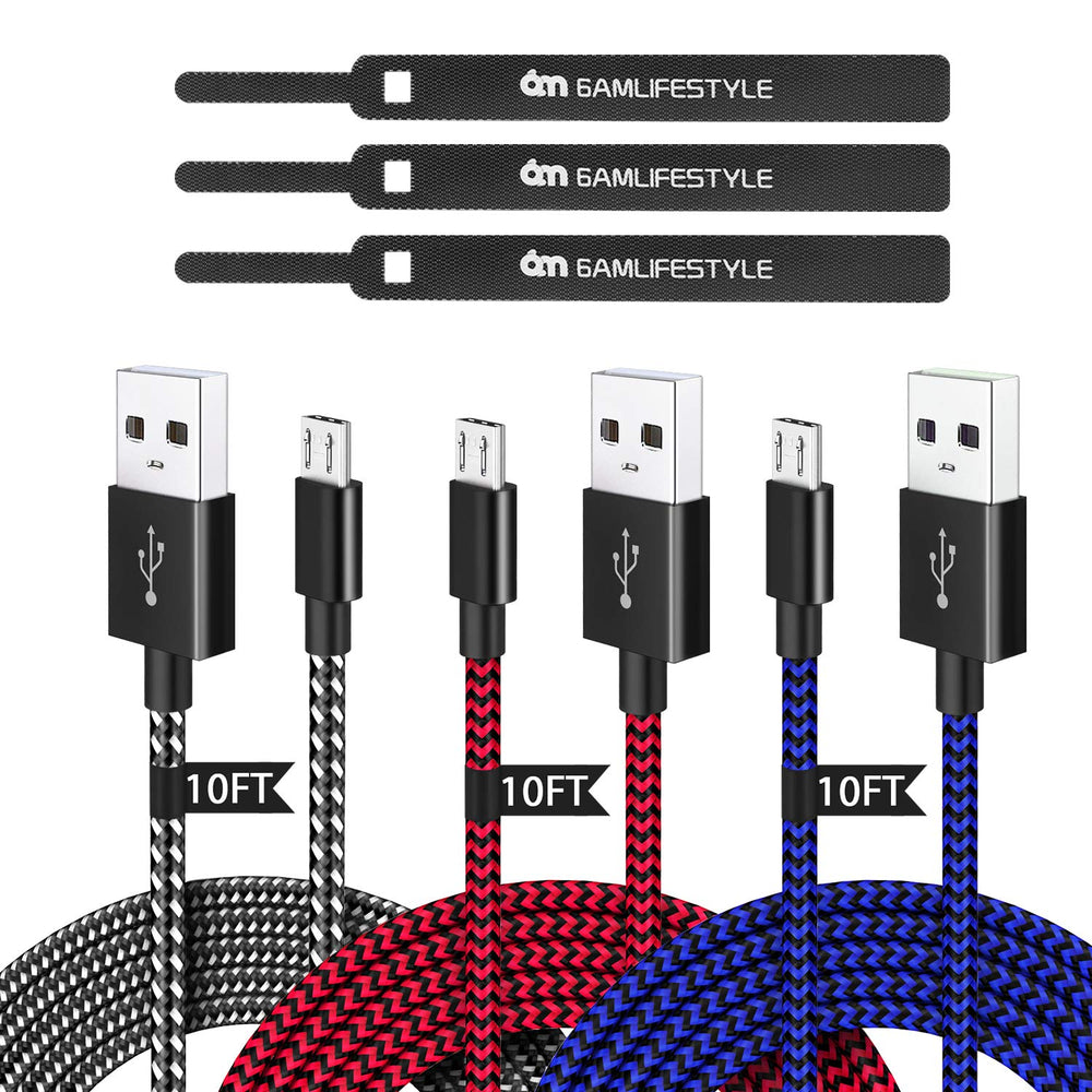 
            
                Load image into Gallery viewer, [3 Pack 10FT] PS4 Controller Charger Charging Cable Nylon Braided Micro USB High Speed Data Sync Cord
            
        